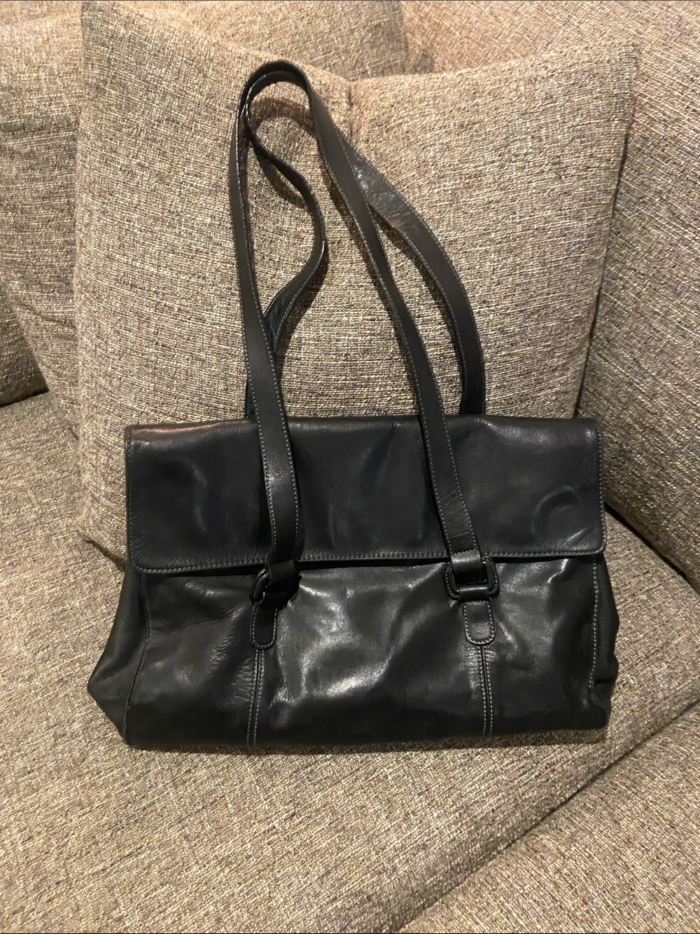 Tignanello Black Leather Shoulder Bag